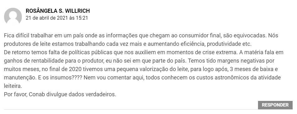 Produtores de leite rechaçam dados divulgados pela CONAB